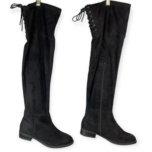 NWT Addition Elle Black Faux Suede Wide Calf Over The Knee Tall Boots Size 9